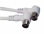 Compatible White Aerial Cable - Coaxial Cable Male Female Angled 9 5mm White 7 5m