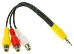 Compatible Phono Adapter Audio - Av Lead 4pin 3 5mm Jack Plug - 3x Rca Socket