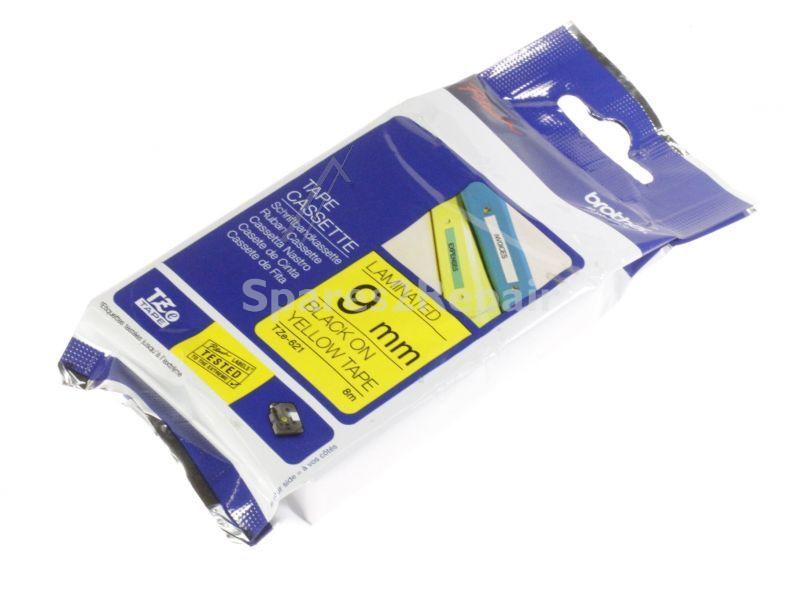 Brother Colour Cartridge - Tze-621 Label Tape Cassette Black On Yellow 9mm 8m