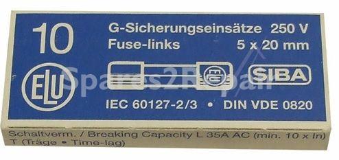 Siba Glass T Fuse 5x20mm Time Lag - 20a-t Fuse 5x20 Con:10 piece