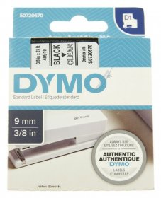 Dymo Colour Cartridge - S0720670 Label Tape Black On Transparent 9mm-7m Dymo D1 Tape