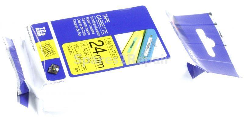 Brother Colour Cartridge - Tze-651 Label Tape Black On Yellow 24mm-8m Laminated Brother