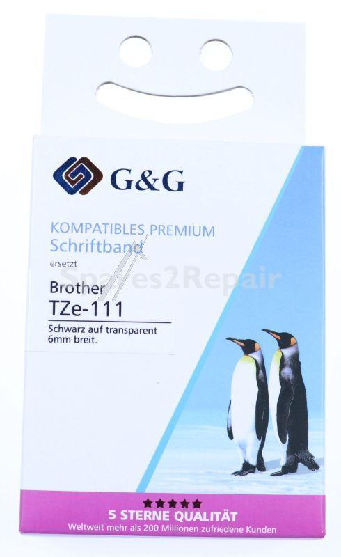 G&g Colour Cartridge - 17083 Alternative Ribbon For Tze-111 Black On Transparent