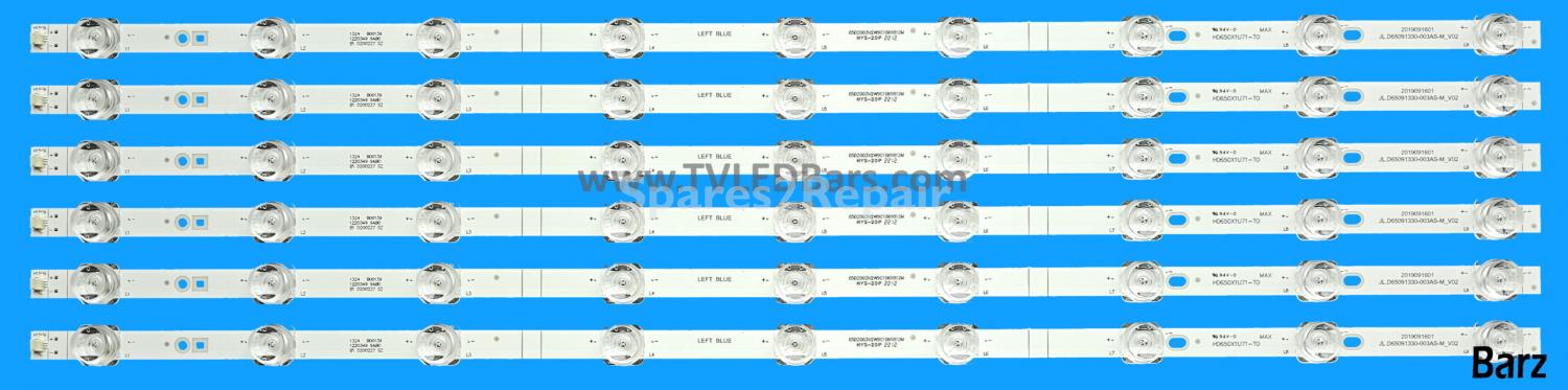 Hisense LED Backlight Array Hisense 65AE7000FTUK 65A7100FTUK 65A7300FTUK R65A7200GTUK HD650X1U81-T0L1 HD650X1U82-TAL1 SVH650AH8 CRH-BX65X1U813030T060999P-Rev1.2 6pcs