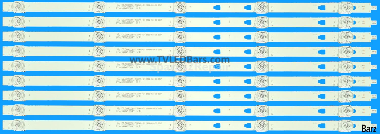 Barz LED Backlight Array JVC LT-50CA890 Logik L50AUE21 50" CC500PV7D CC500PV5D LED49D05-ZC29AG-01E 9pcs