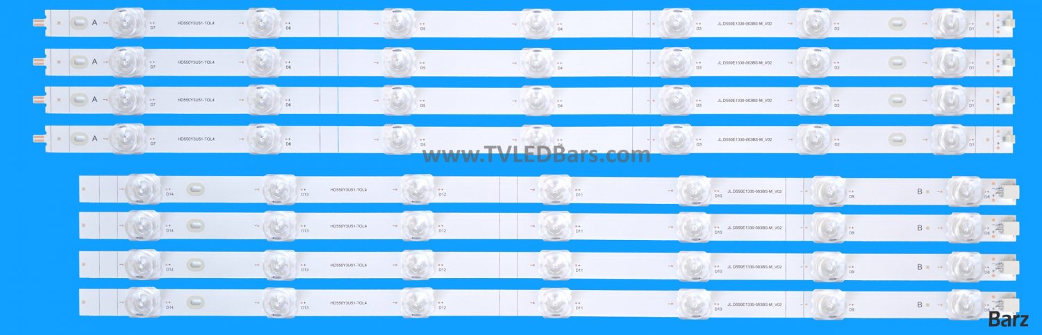 Barz LED Backlight Array Hisense 55A7GQTUK 55A7KQTUK 55A7HQTUK 55E7KQTUK 55E7KQTUKPRO 55" HD550Y3U51-T0L2 T0L4 HD550Y3U71-T0L2 HD550Y3U53-T0LFKB JL.D550E1330-003BS-M / SH55D14-ZC46AG-11 4/8pcs