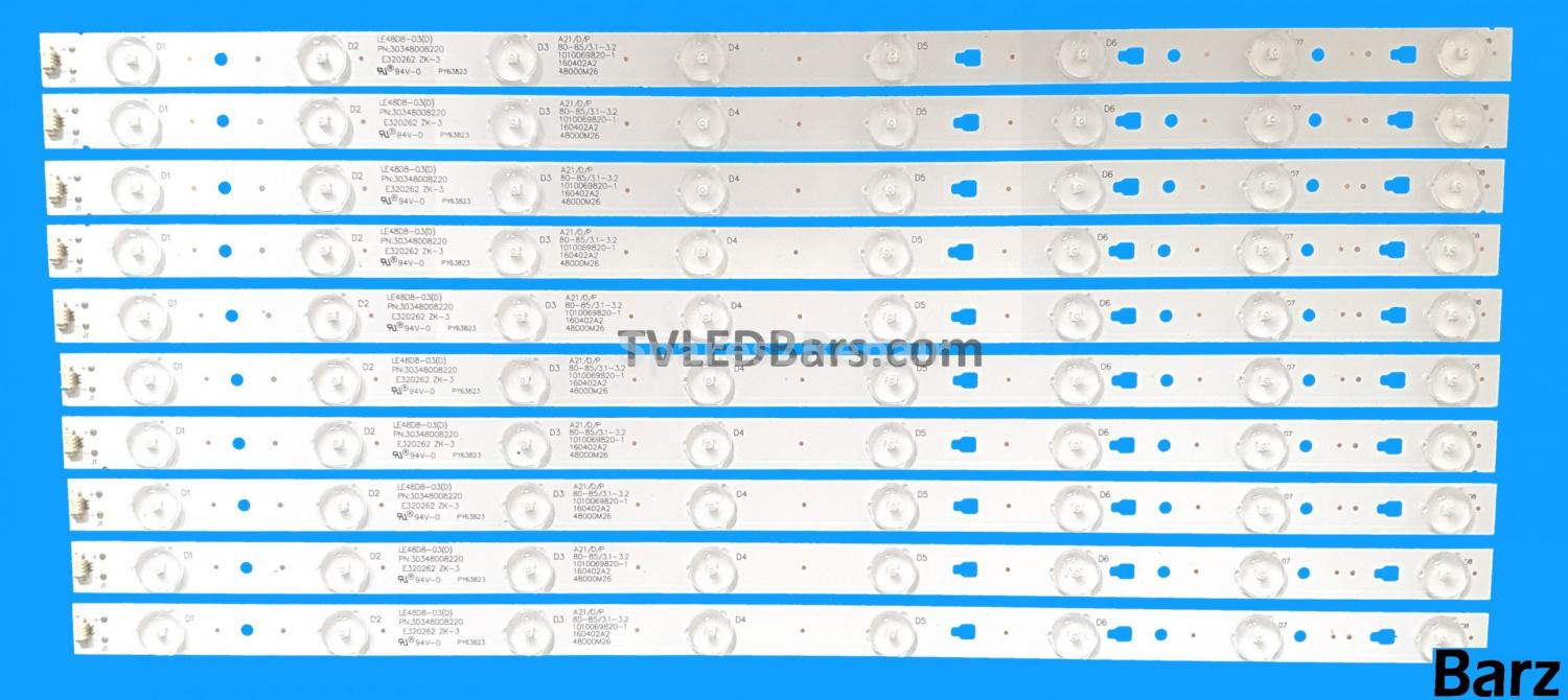 Barz LED Backlight Array JVC LT-48C570 48" LSC480HN08-8 LE48D8-03(D)(A) 10pcs
