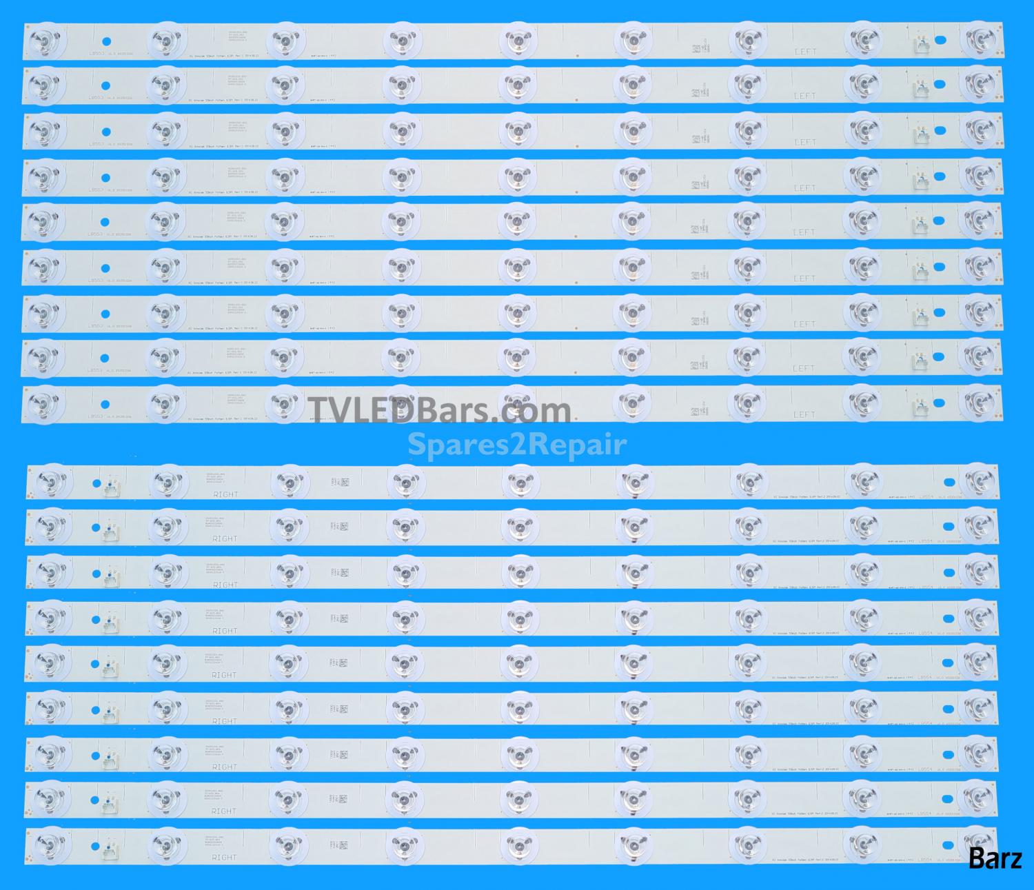 Barz LED Backlight Array Panasonic TX-55CX680B TZLP159UVVE TZLP158LQVE TZLP158RFVE LG Innotek 55inch Pattern 6.5PI LEFT RIGHT 18pcs