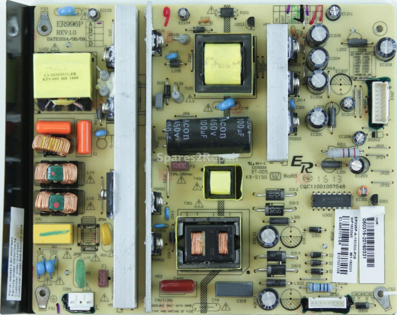 Bauhn B48-63UHDF - PSU - ER996P - REV:1.0 - ER996P-A-150300-P08 - CQC11001057548 - LSC480FN02