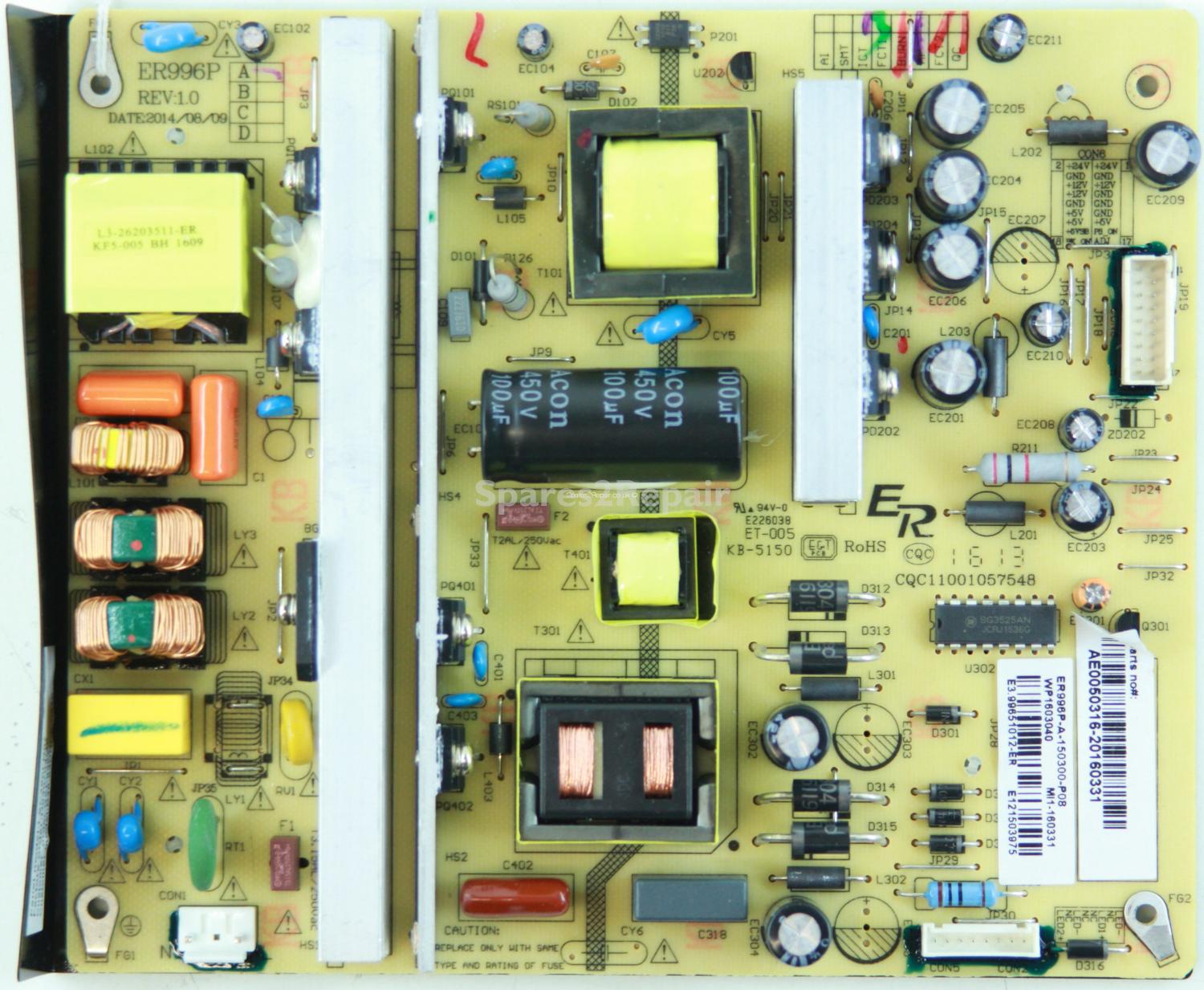 Bauhn B48-63UHDF - PSU - ER996P - REV:1.0 - ER996P-A-150300-P08 - CQC11001057548 - LSC480FN07