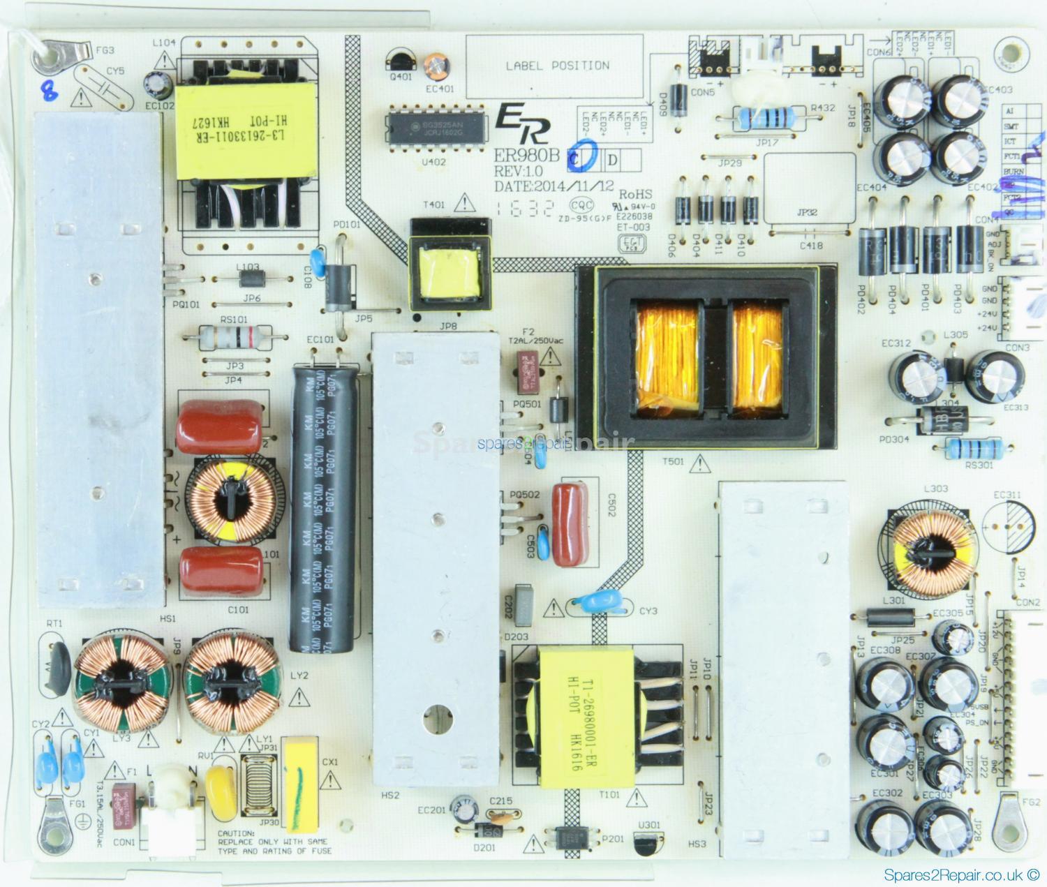 Bauhn B49-64UHDF-1116 - Power Supply - ER980B-C - REV:1.0