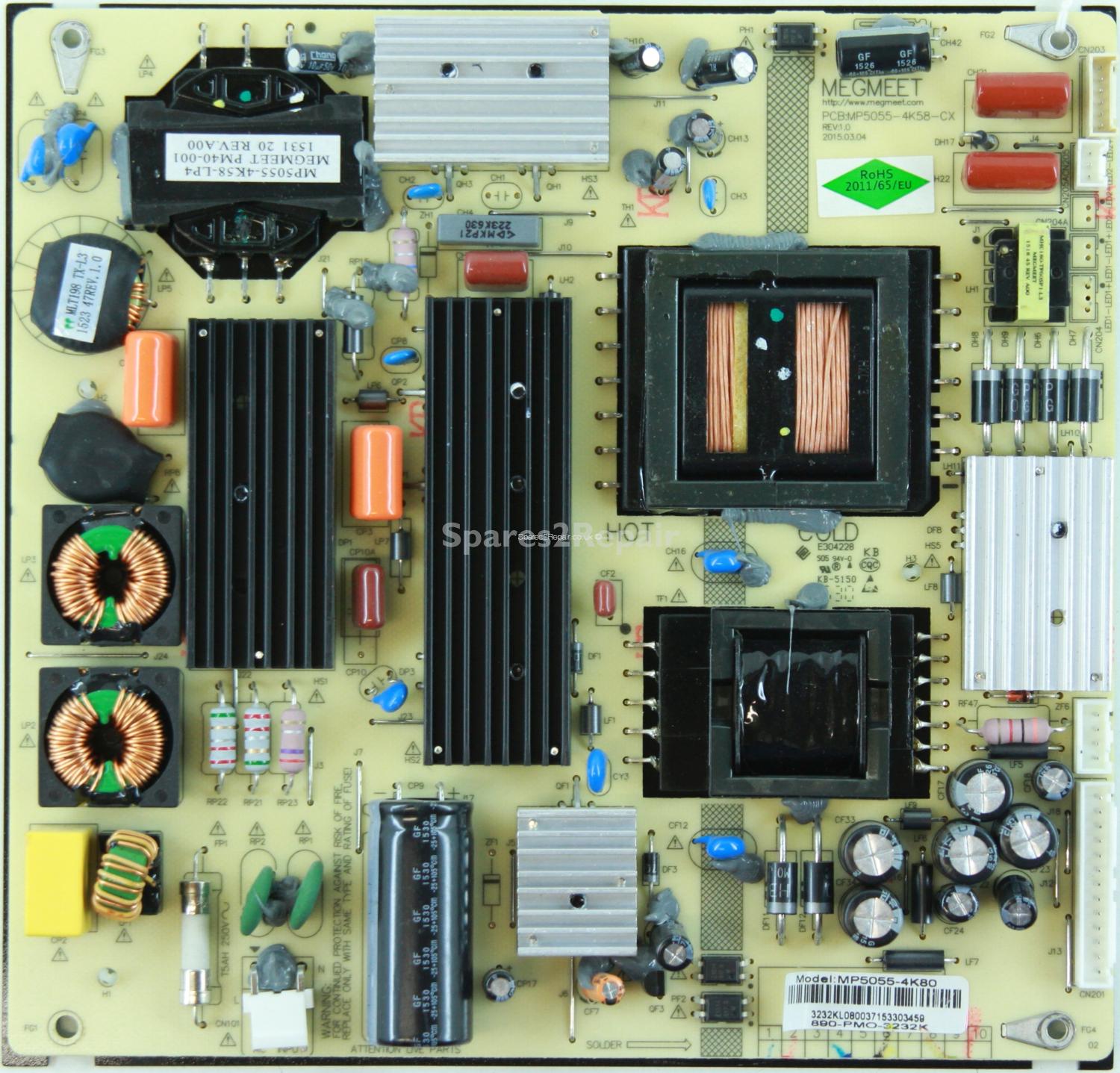 Bush LE50GY15-M - Power Supply - MP5055-4K58-CX - REV:1.0 - MP5055-4K80 - 890-PM0-3232K