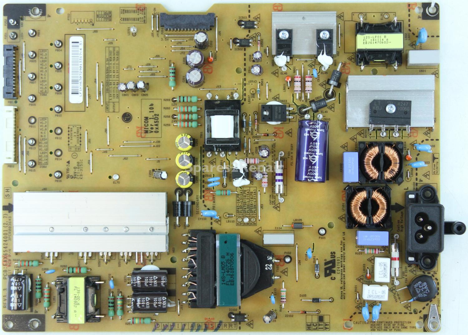 LG 47LB730V - PSU - EAX65424001(2.7) - REV3.3 - 3PCR00364D - LGP4750-14LPB - PLDH-L315A