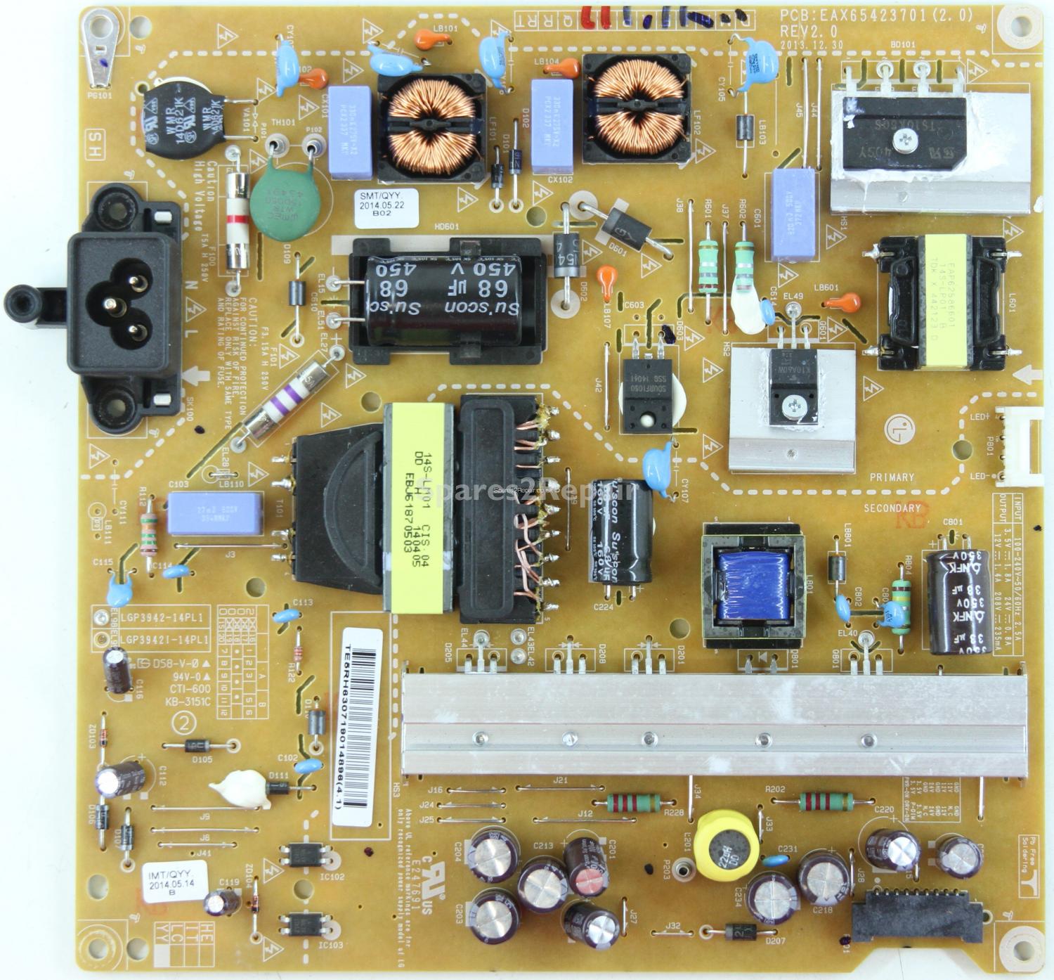 LG 42LB580V - PSU - EAX65423701 (2.0) - REV2.0 - LGP3942-14PL1 - EAY63071901