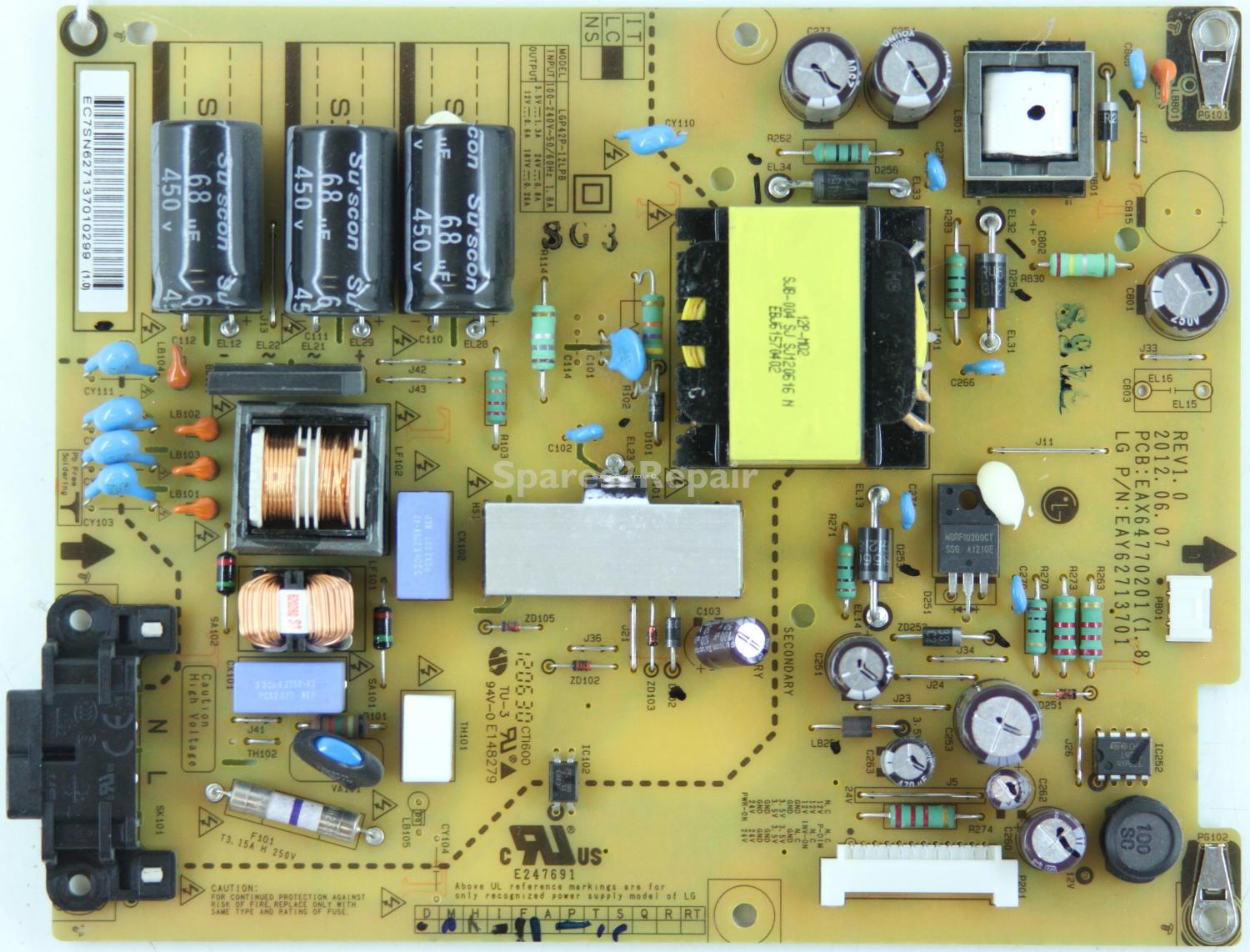 LG 42LS3450 - PSU - EAY62713701 - REV1.0 - EAX64770201 (1.8) - LGP42P-12LPB