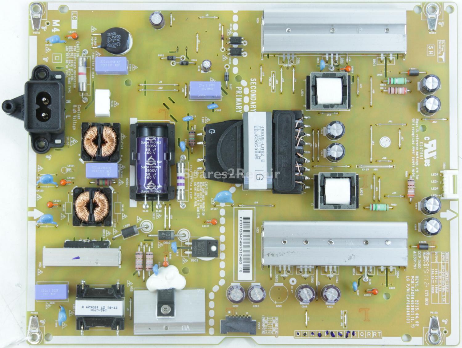 LG 43UF680V - PSU - EAY64049101 - REV1.2 - EAX66453801 (1.7) - LGP43E-15UL2