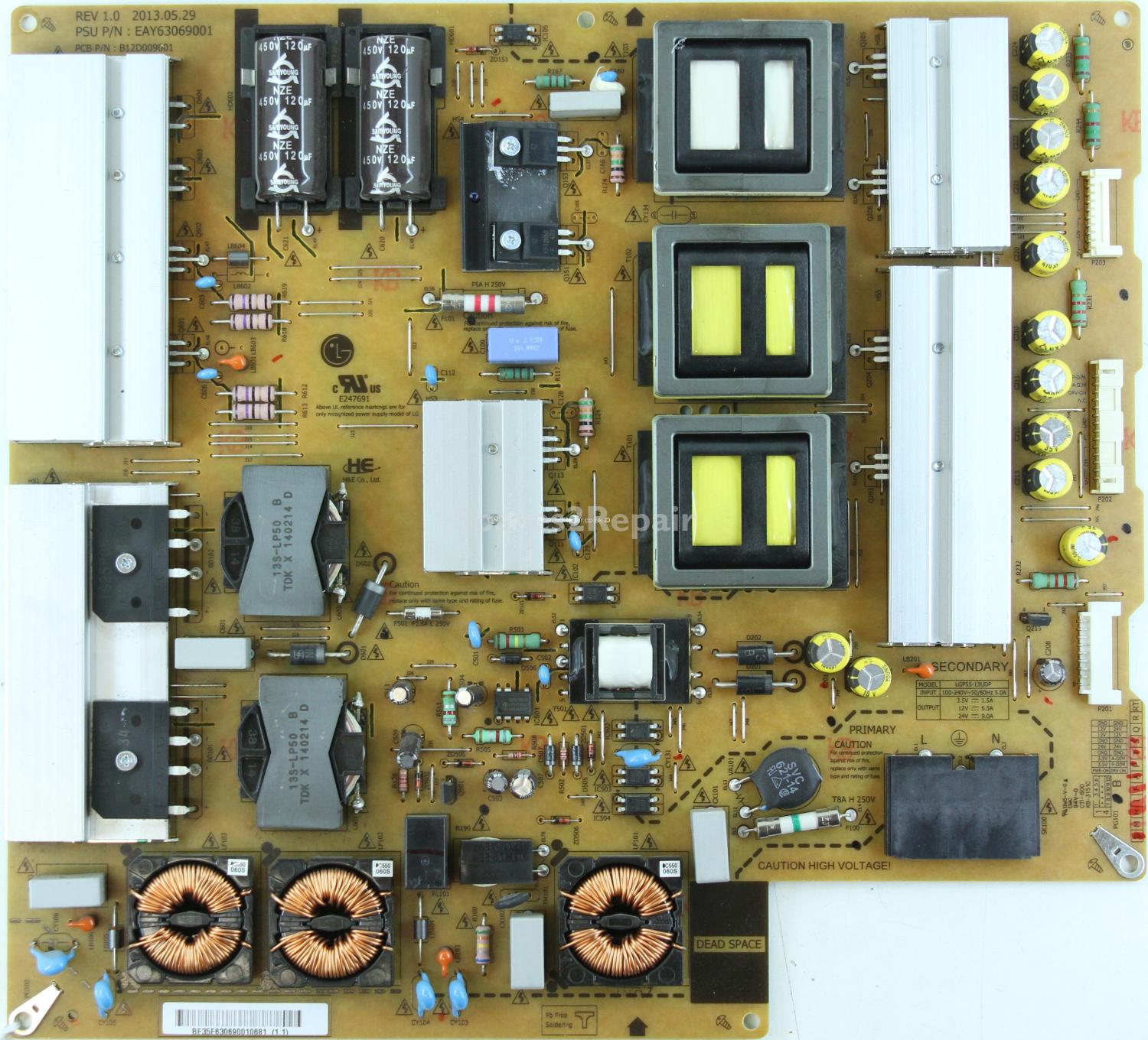 LG 55LA965W - PSU - EAY63069001 - REV 1.0 - B12D009001 - LGP55-13UDP