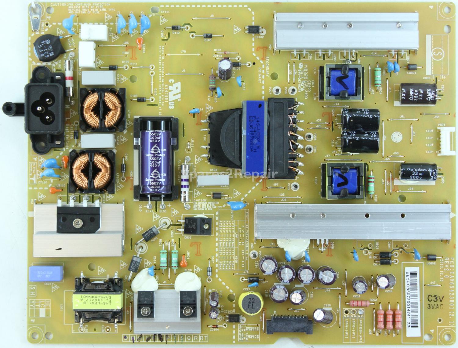 LG 47LB580V - Power Supply - EAY63072001 - EAX65423801(2.1) - REV2.0 - 3PCR00367B - LGP474950-14PL2