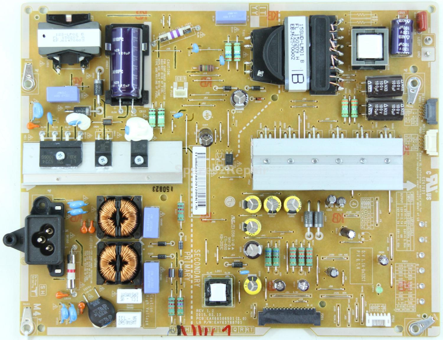 LG 49UF850W - Power Supply - EAY63788701 REV 1.2 - EAX66306501 (2.0) - LGP49-15UL6