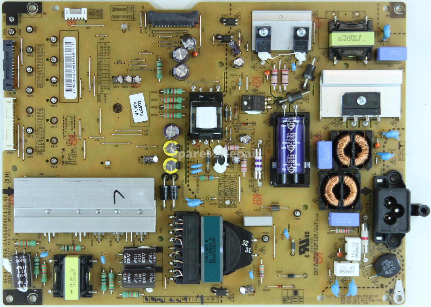 LG 47LB730V - Power Supply - EAY63072901 - EAX65424001 (2.4) - 3PCR00364C - REV:3.0 - LGP4750-14LPB - PLDH-L315A - IT