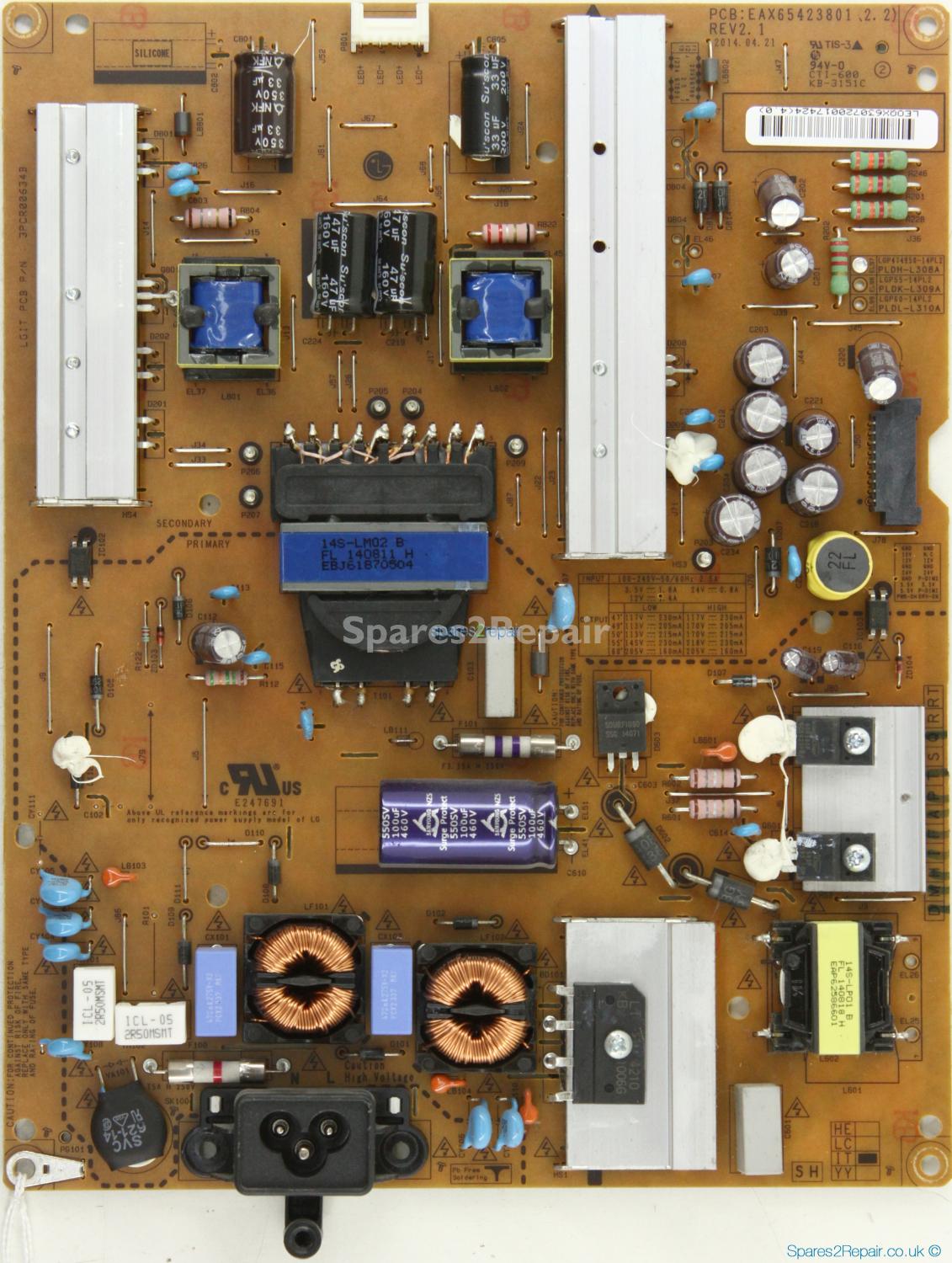 LG 47LB650V - Power Supply - EAY63072001 - EAX65423801 (2.2) - REV2.1 - 3PCR00634B - IT - LGP474950-14PL2 - PLDH-L308A