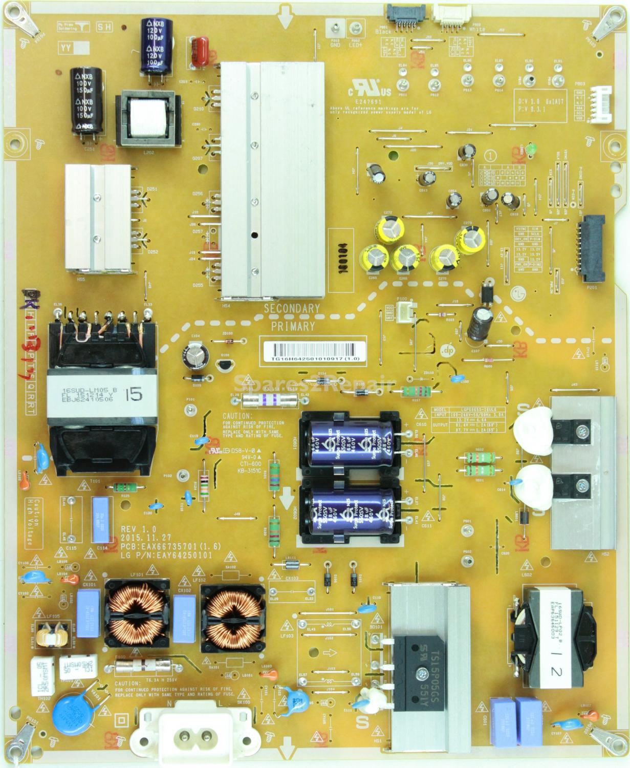 LG 65UH750V - PSU - EAY64250101 - REV1.0 - EAX66735701(1.6) - LGP6065S-16UL6