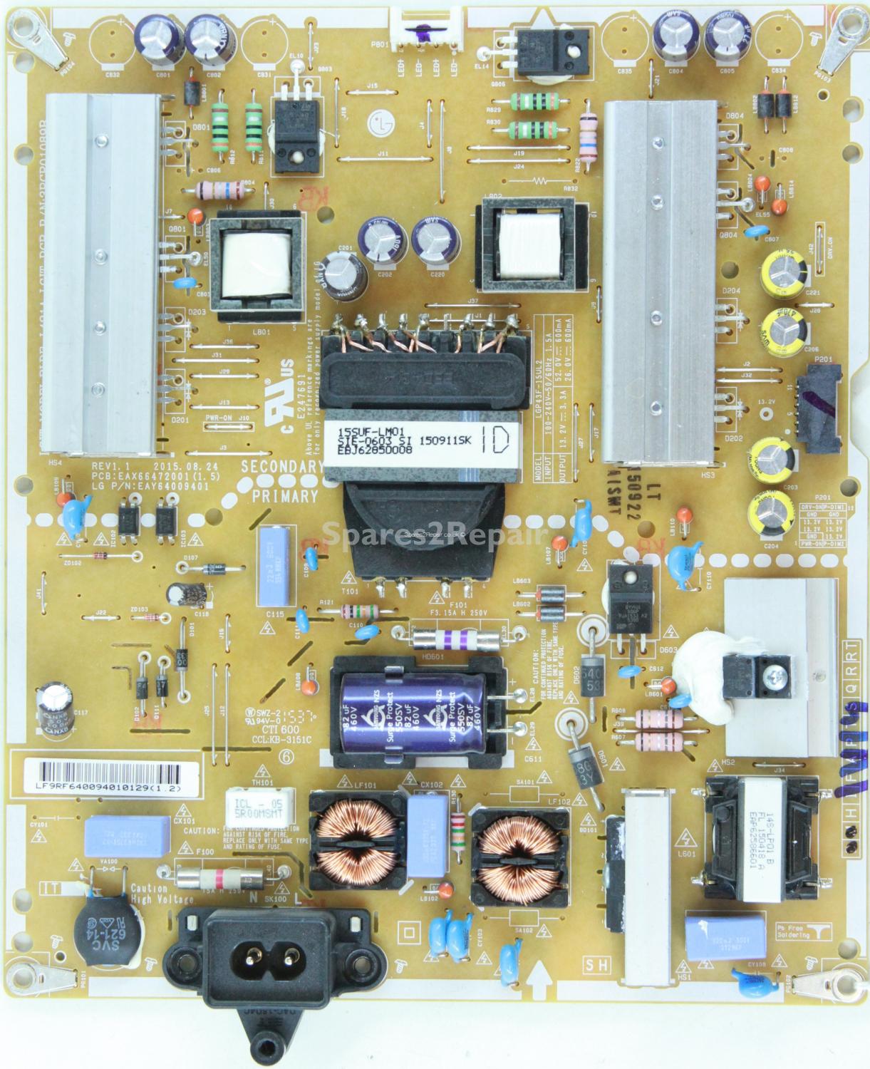 LG 43UF640V - PSU - EAY64009401 - EAX66472001(1.5) - REV1.1 - LGP43F-15UL2