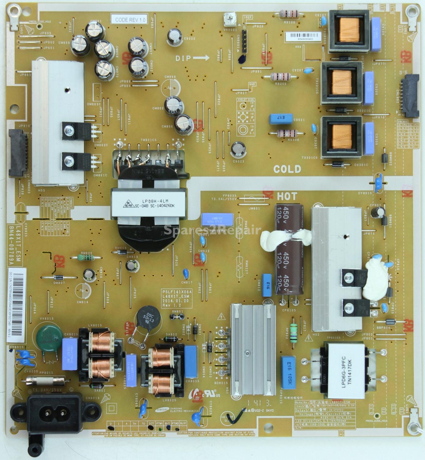 Samsung UE48H6500 - PSU - BN44-00709A - PSLF141X06A - REV 1.2 - L48X1T_ESM