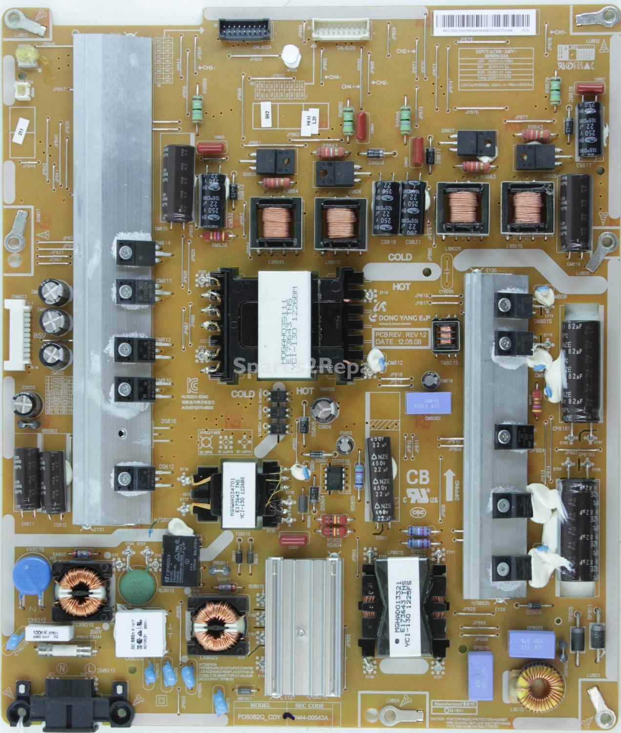 Samsung UE50ES6900U - Power Supply - BN44-00543A - REV 1.2 - PD50B2Q_CDY - HU10251-12040