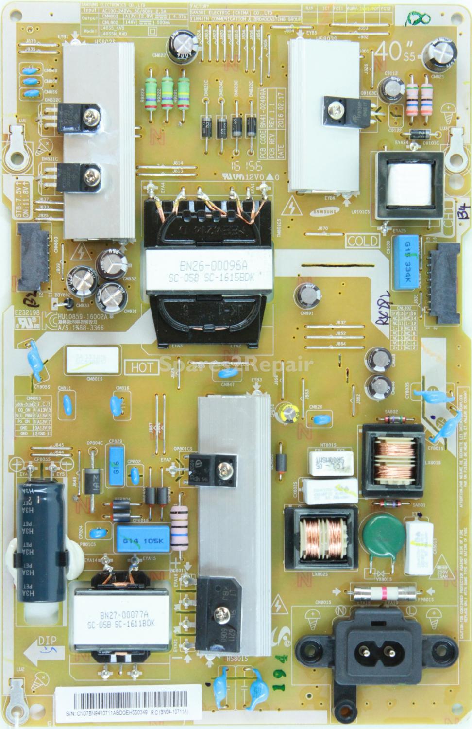 Samsung UE40KU6000K - Power Supply - BN94-10711A - BN41-02499A - REV 1.1 - HU10859-16002A