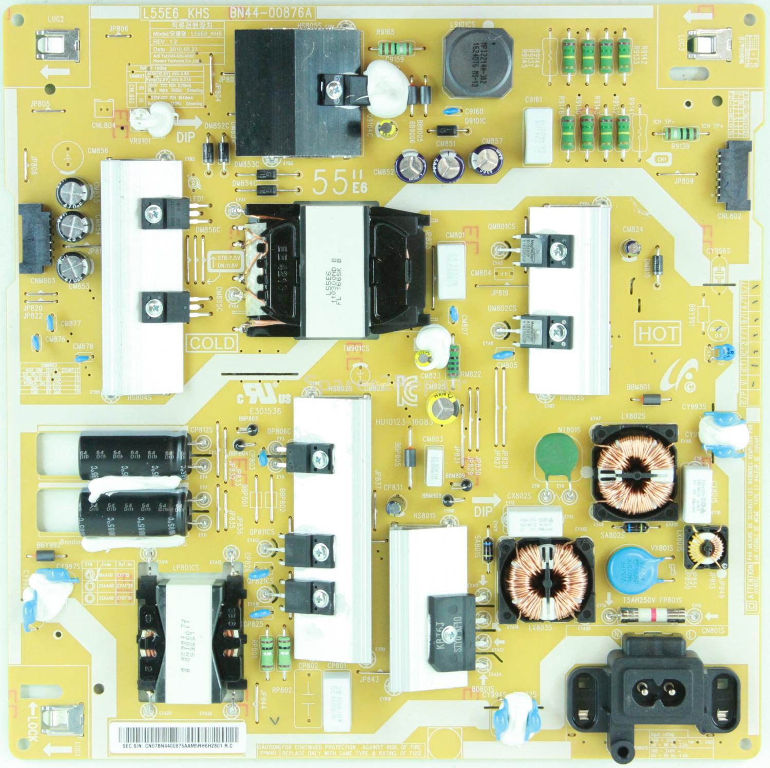 Samsung UE55KU6510UXXU - Power Supply - BN44-00876A - REV:1.2 - HU10123-16083 - L55E6_KHS