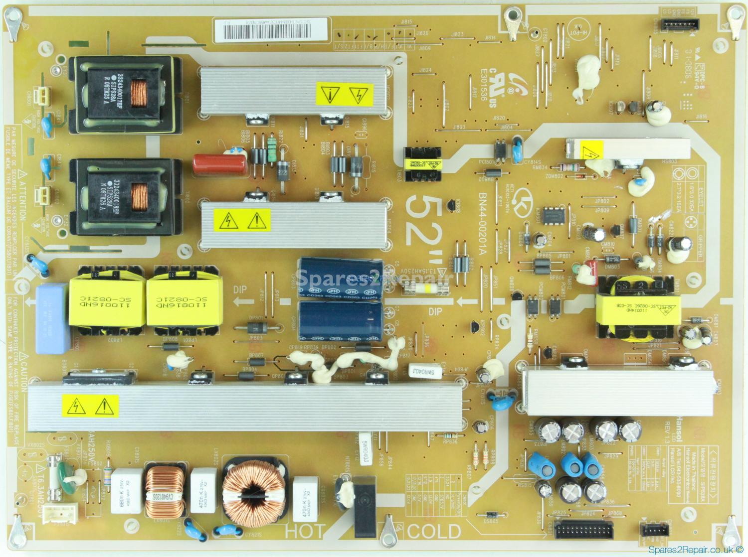 Samsung LE52A557P2F - PSU - BN44-00201A - Rev 1.3 - HU10123-7007A - SIP528A
