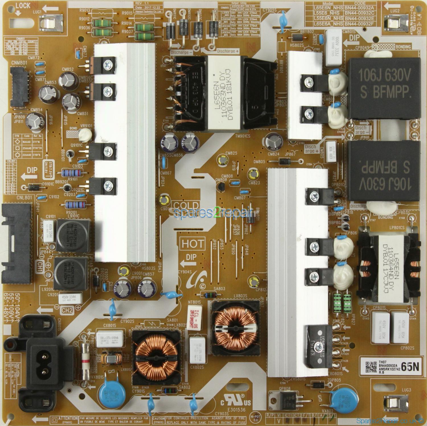 Samsung UE65NU7100K - Power Supply - BN44-00932A - REV:1.1 - L65E6N_NHS