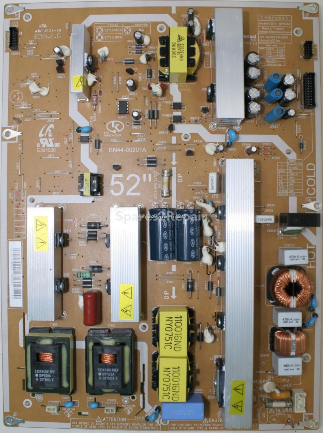 Samsung LE52A557P2F - PSU - BN44-00201A - SIP528A REV 1.2 - HU10123-7007A