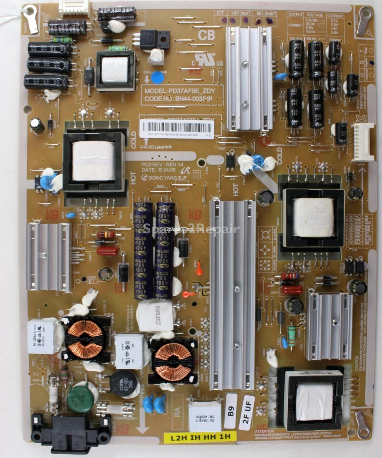 Samsung UE32C5100 - Power Supply - BN44-00351B - Rev 1.4 - PD37AF0E_ZDY