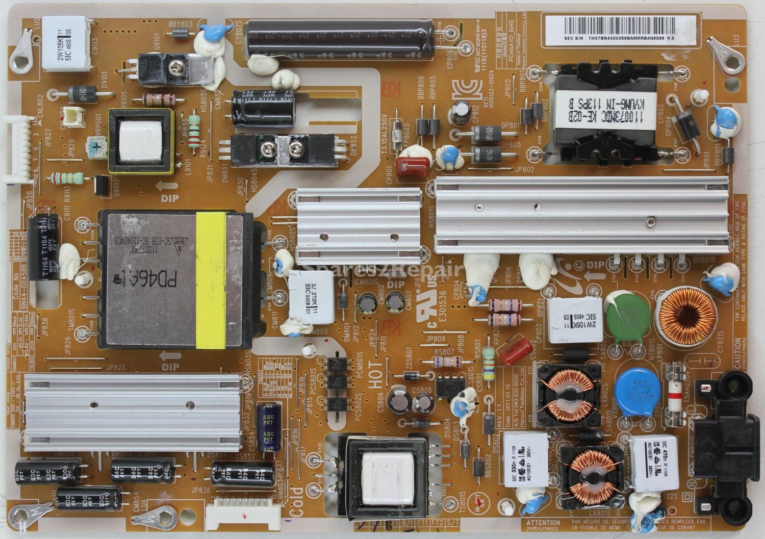 Samsung UE40D6000WT - PSU - BN44-00458B - PD46A1D_BHS - Rev 1.1 - HU10123-10024