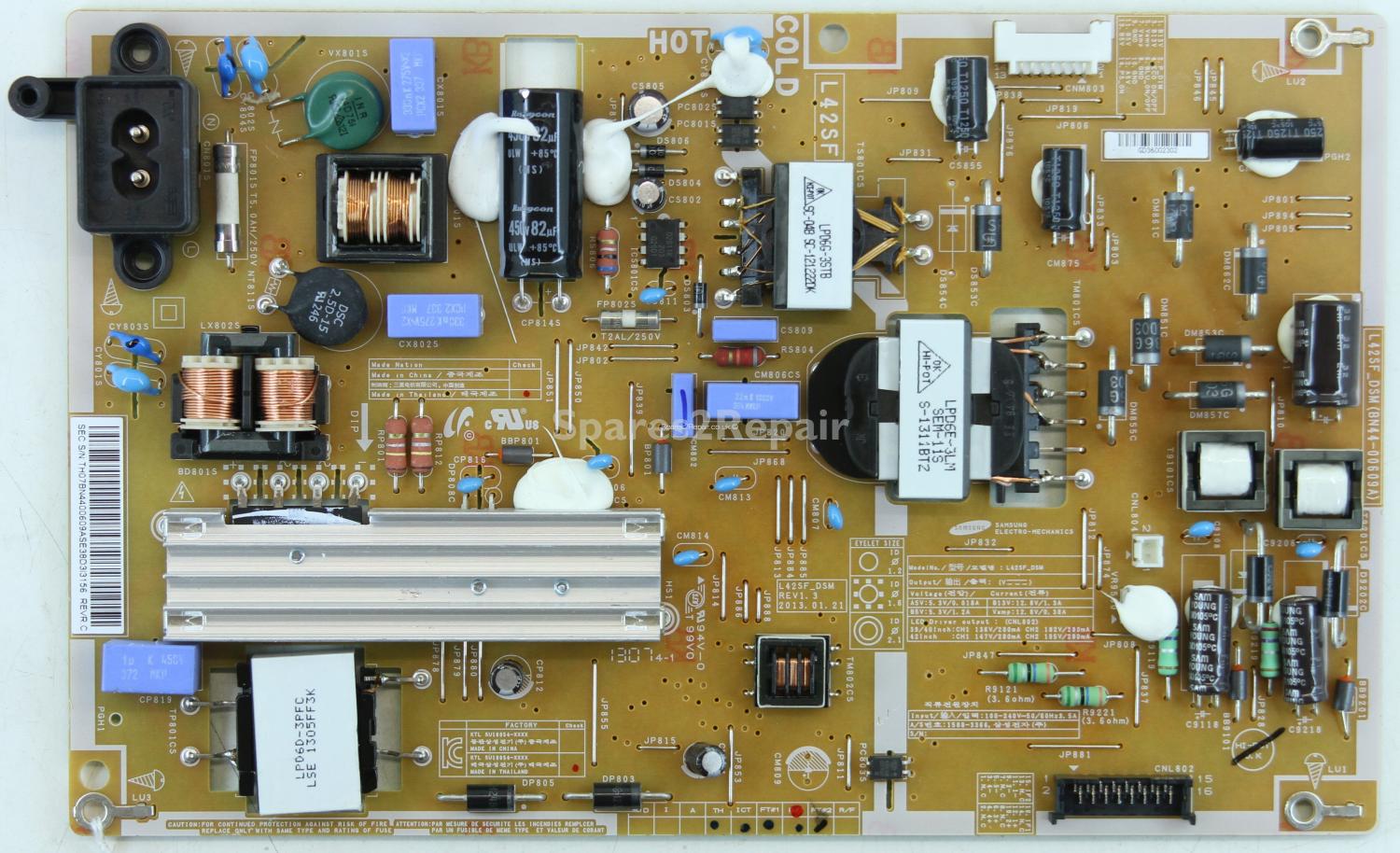 Samsung UE42F5000AK - PSU - BN44-00609A - REV1.3 - L42SF_DSM