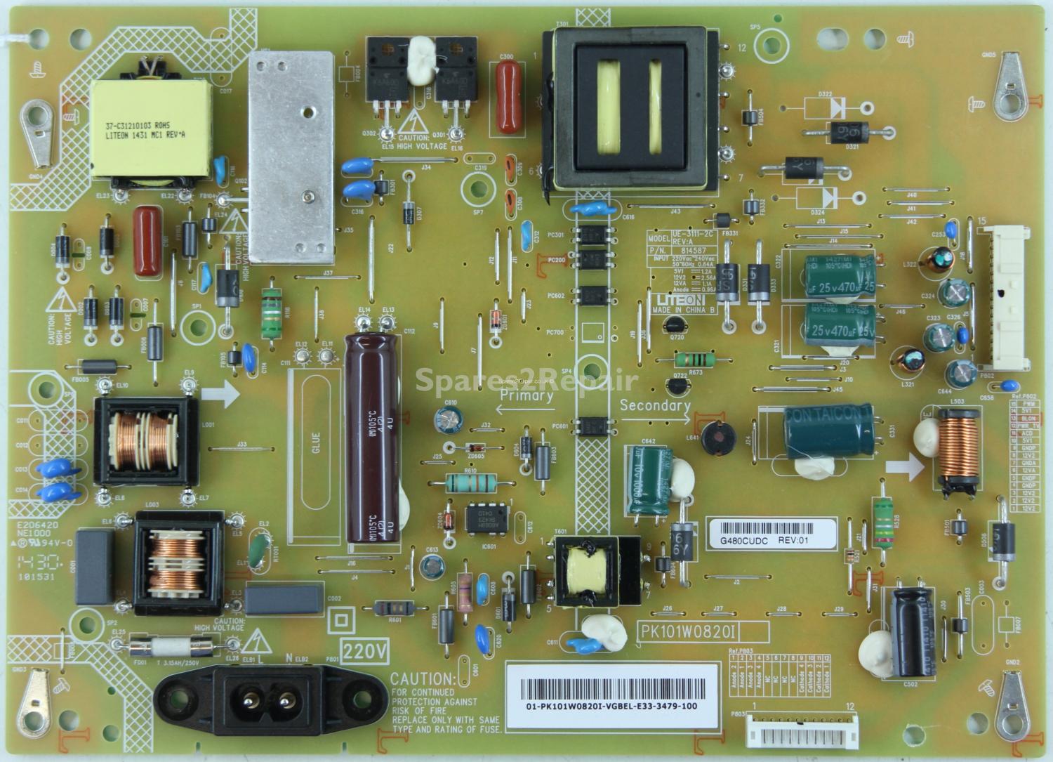 Toshiba 50L2436D - PSU - PK101W0820I - REV:01 - FSP108-3FS01