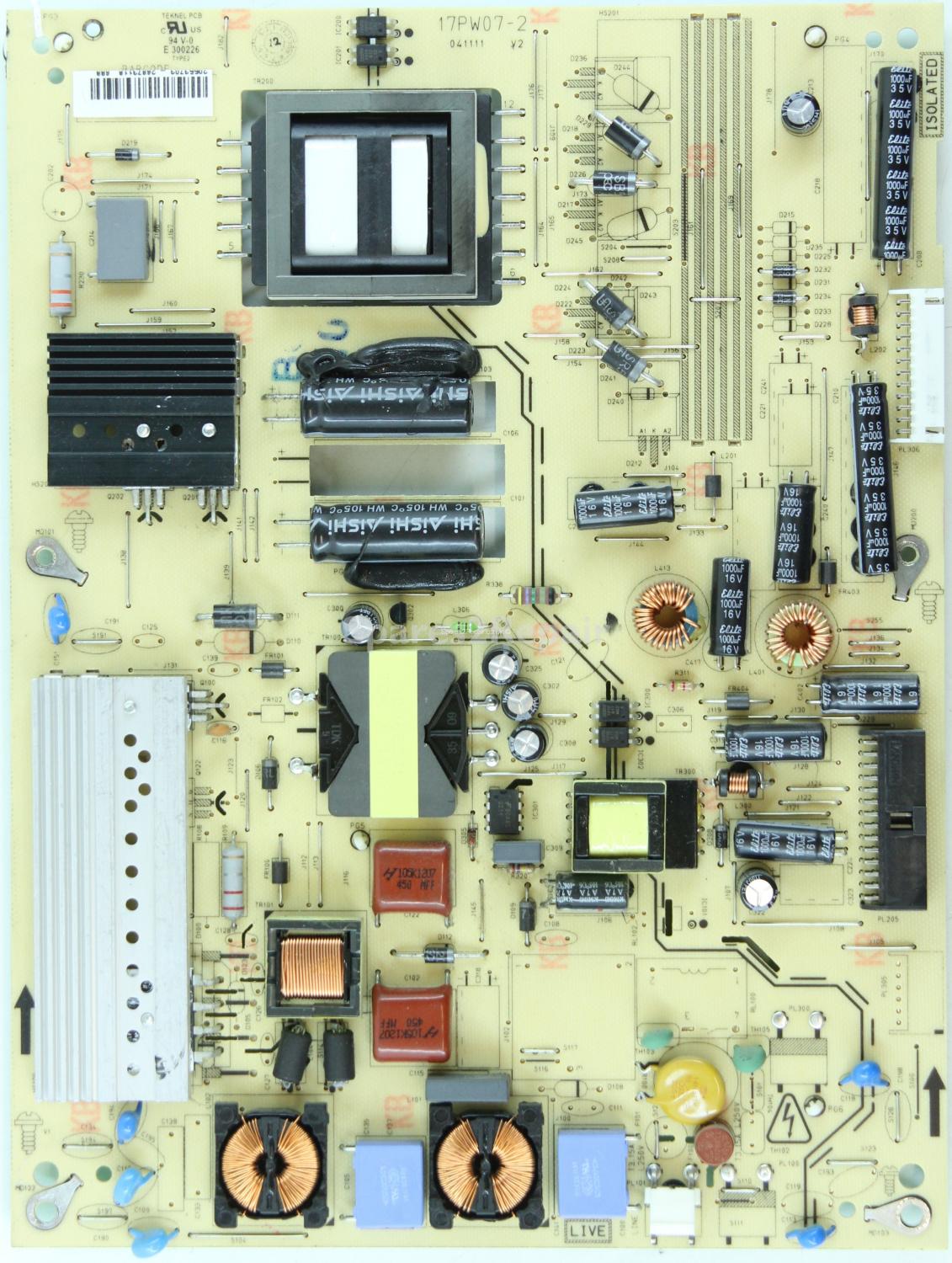 Toshiba 32BL502B - Power Supply - 20553703 - 17PW07-2 V2 - 041111