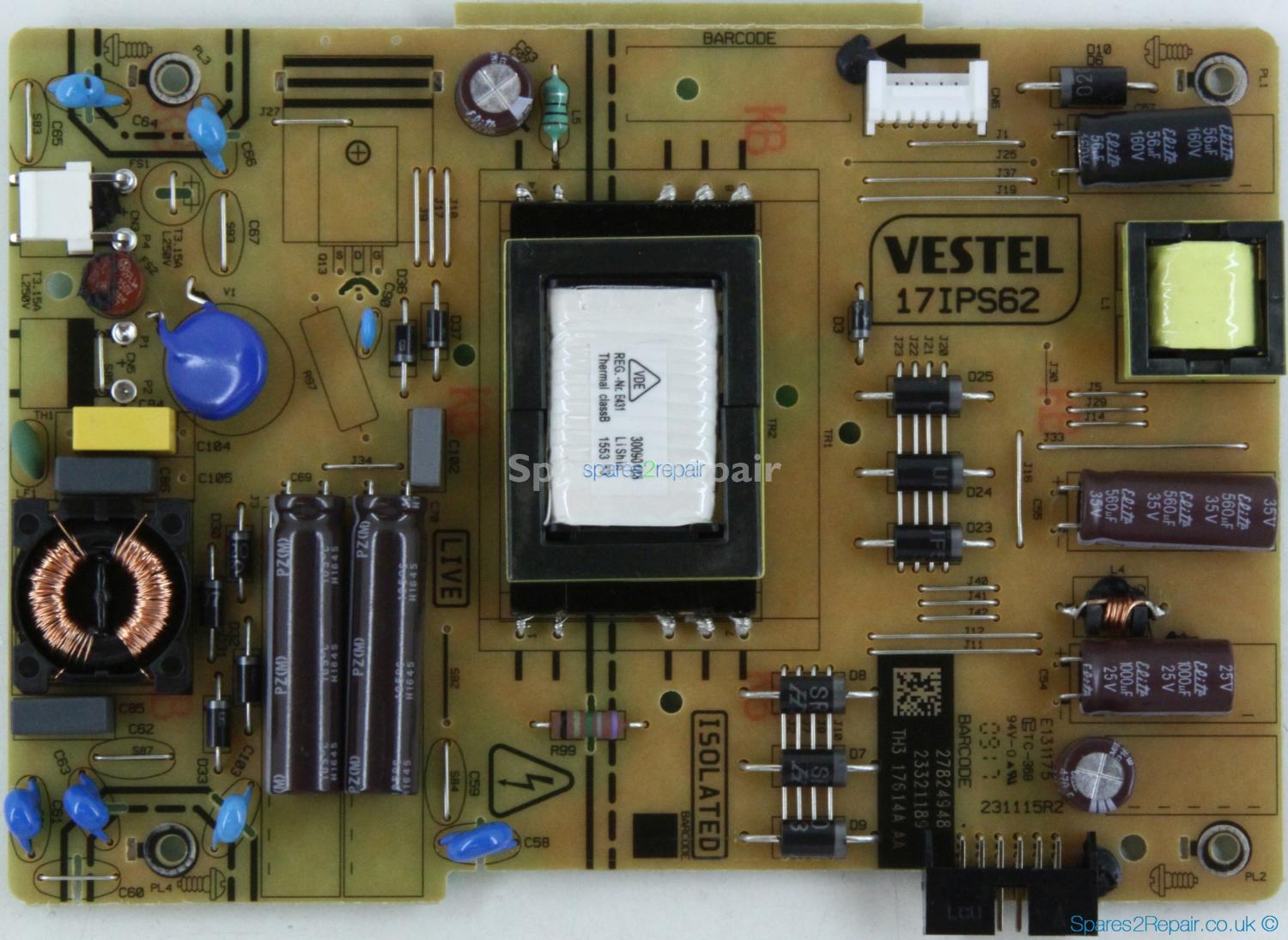 Toshiba 32W1633DB - PSU - 23321189 - 17IPS62 - 231115R2