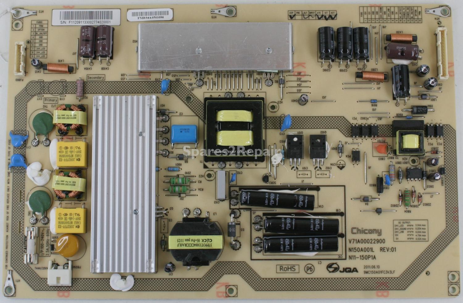 Toshiba 40TL868 - PSU - V71A00022900 - N150A001L REV:01 - N11-150P1A